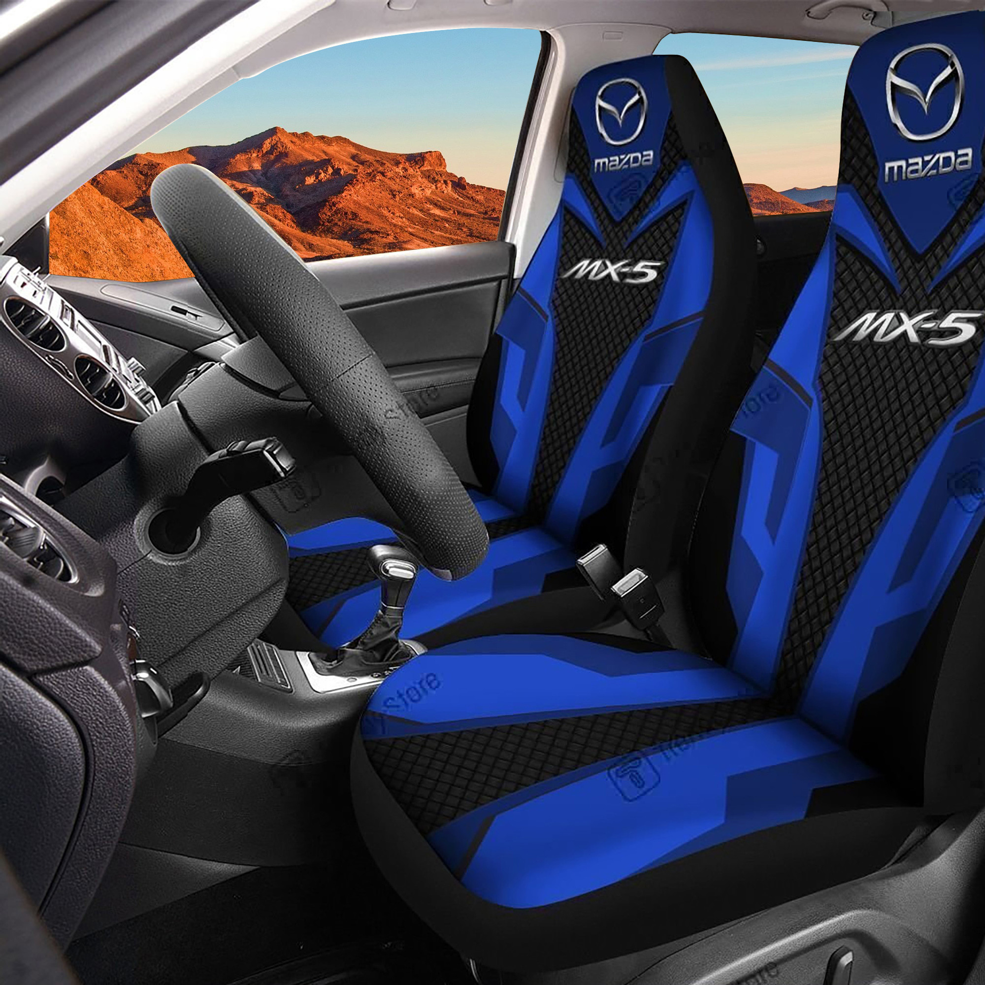 Mazda Mx-5 Logo Car Seat Cover Set (Blue) CSC9906