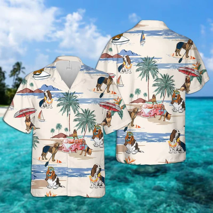 Bloodhound Summer Beach Hawaiian Shirt, Hawaiian Shirts For Men, Hawaiian Shirts For Men, Aloha Beach Shirt