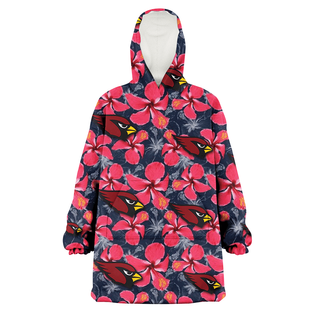 Arizona Cardinals Red Hibiscus Dark Gray Background 3D Printed Hoodie Blanket Snug Hoodie