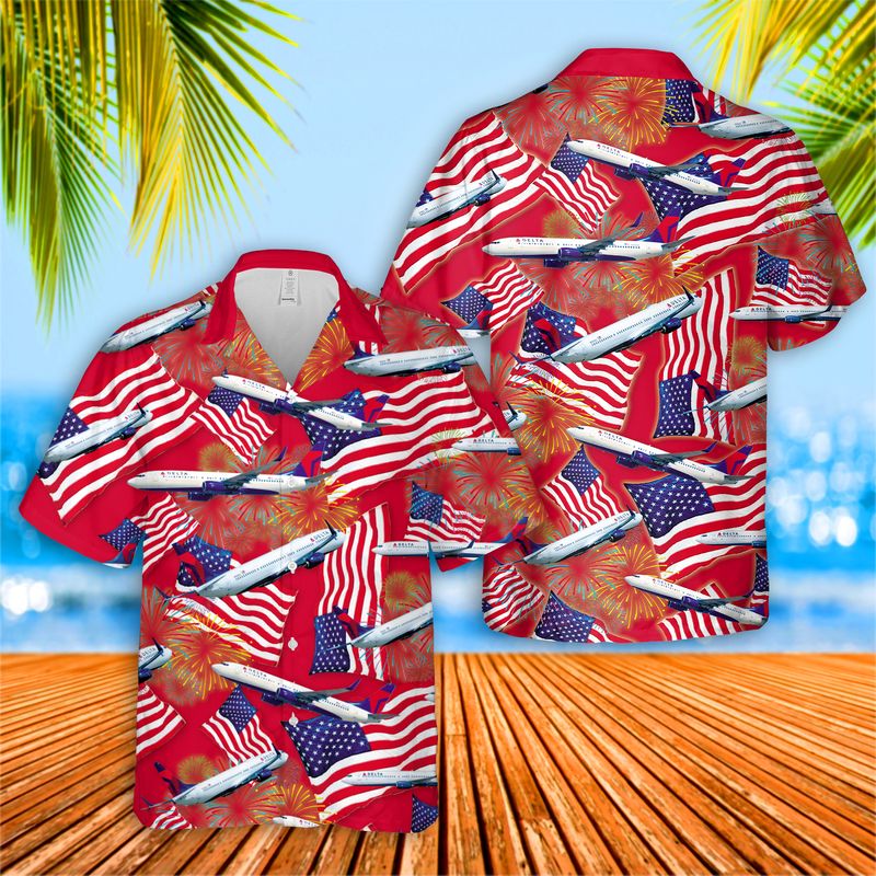 Delta Boeing 737-900Er (739) 4Th Of July Hawaiian Shirt