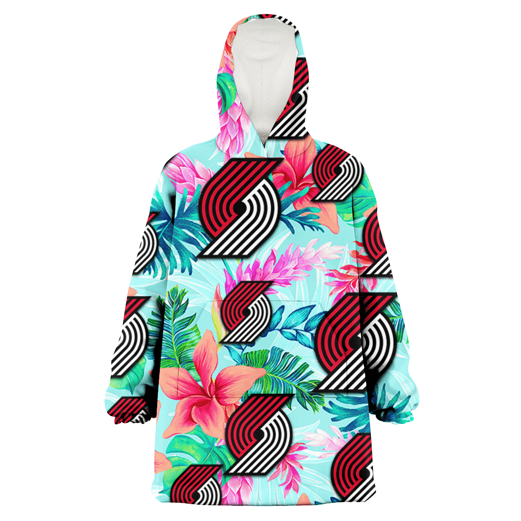 Portland Trail Blazers Coral Porcelain Flower Violet Orchid Light Blue Background 3D Printed Hoodie Blanket Snug Hoodie