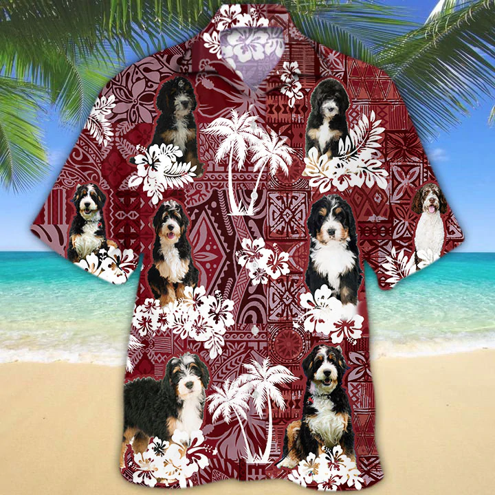 Bernadoodle Red Hawaiian Shirt, Hawaiian Shirt For Men, Women,  Aloha Shirt For Summer