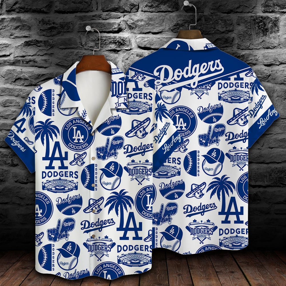 Los Angeles Dodgers Mlb Logo Pattern Summer 3D Hawaiian Shirt