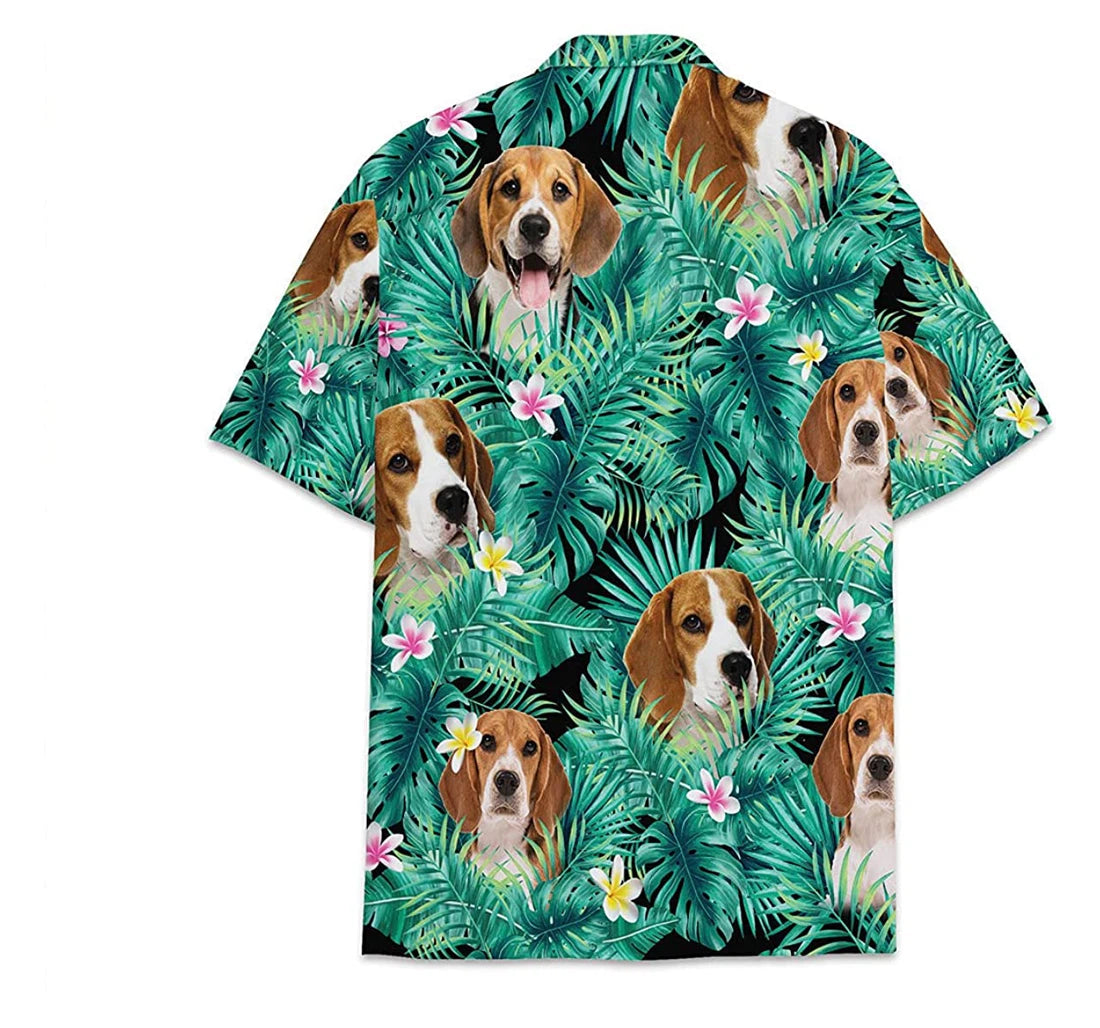 Dog Beagle Pattern Short Tall Hawaiian Shirt, Button Up Aloha Shirt For Men, Women