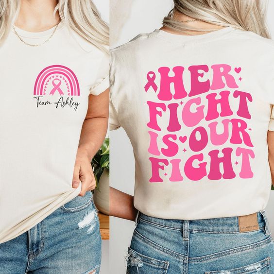 Personalized Breast Cancer Support Squad Shirt, Custom Cancer Supporter Tee, Her Fight Is Our Fight Breast Cancer Team Shirts, Cancer Shirt