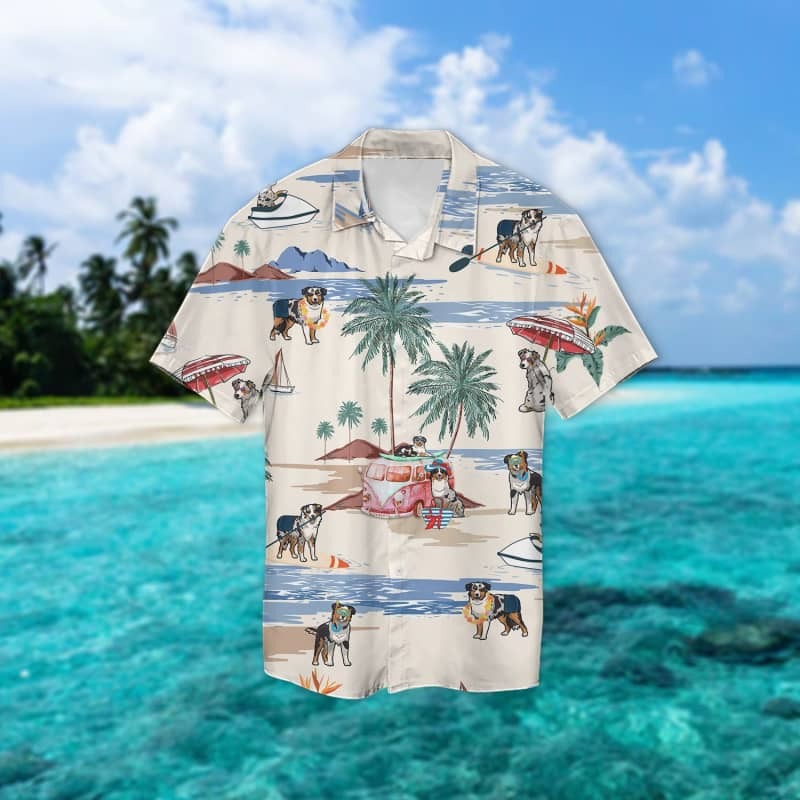 Australian Shepherd Summer Beach Hawaiian Shirt, Summer Beach Aloha Dog In Hawaii Shirt