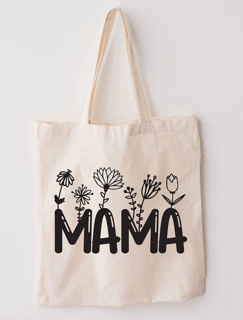 Mama Tote Bag, Flower Tote Bag, Mama Bag, Cotton Tote Bag, Durable Tote Bag