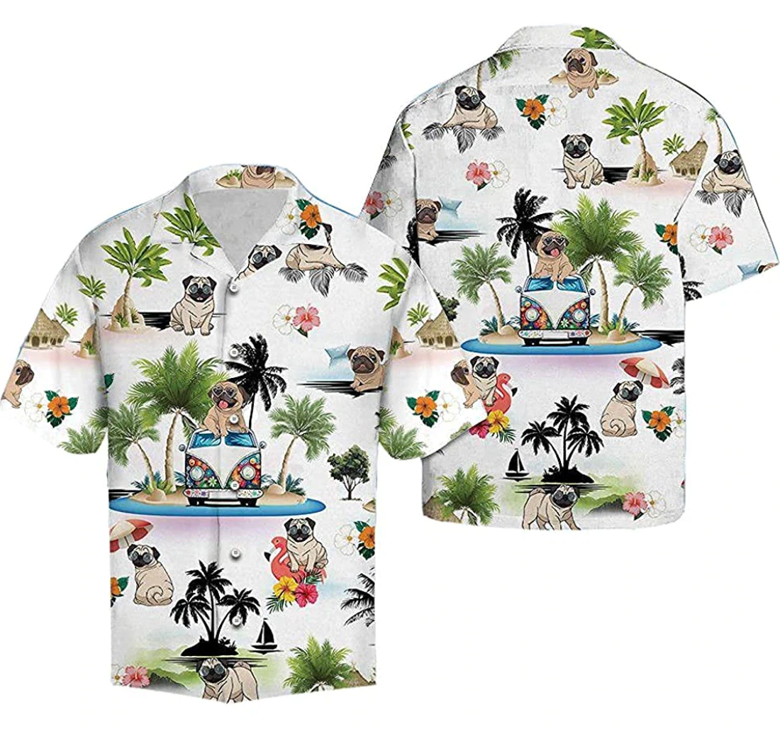 Pug Soft Hawaiian Shirt, Button Up Aloha Shirt For Men, Women