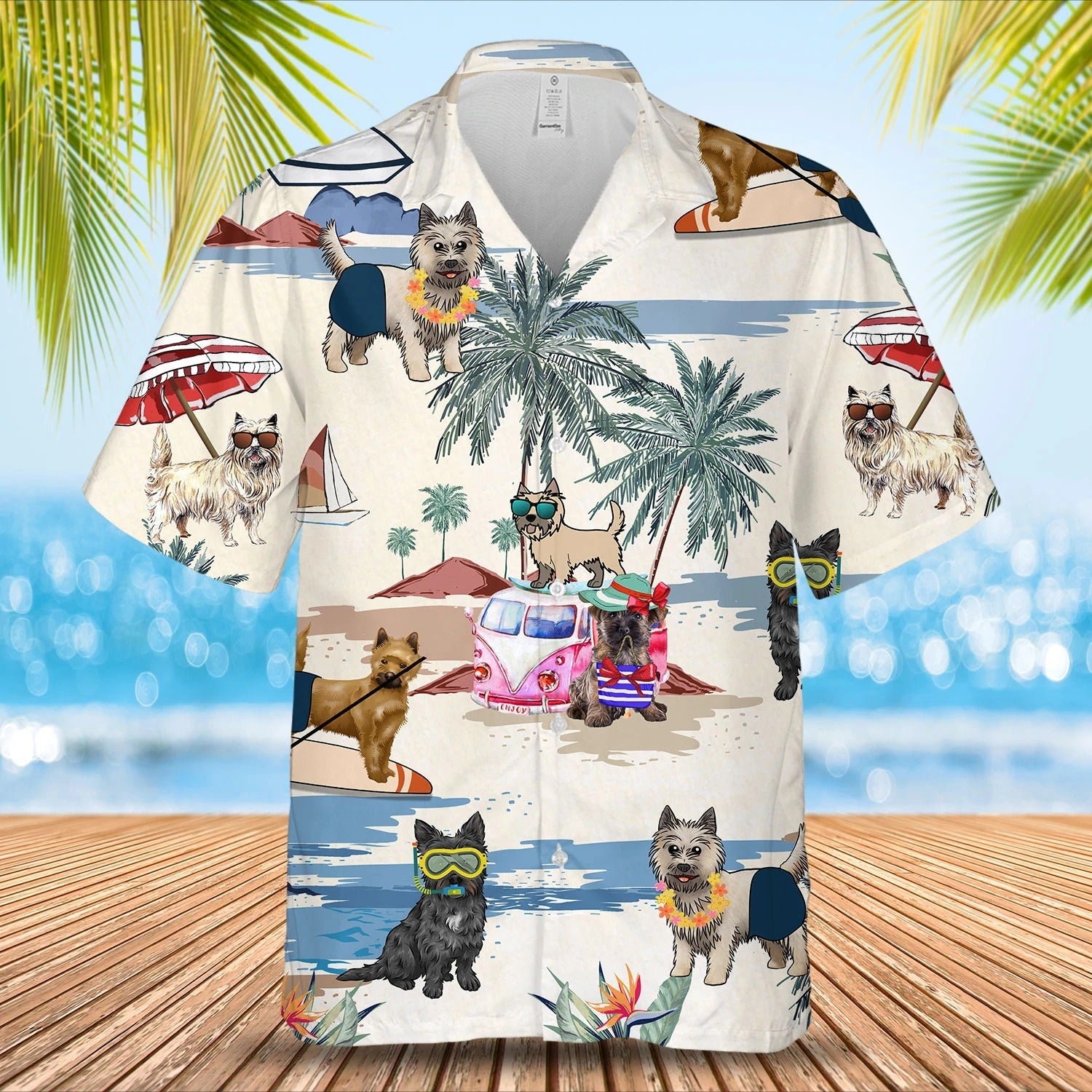 Cairn Terrier Summer Beach Hawaiian Shirt, Short Sleeve Dog Aloha Beach Shirt For Men And Woman