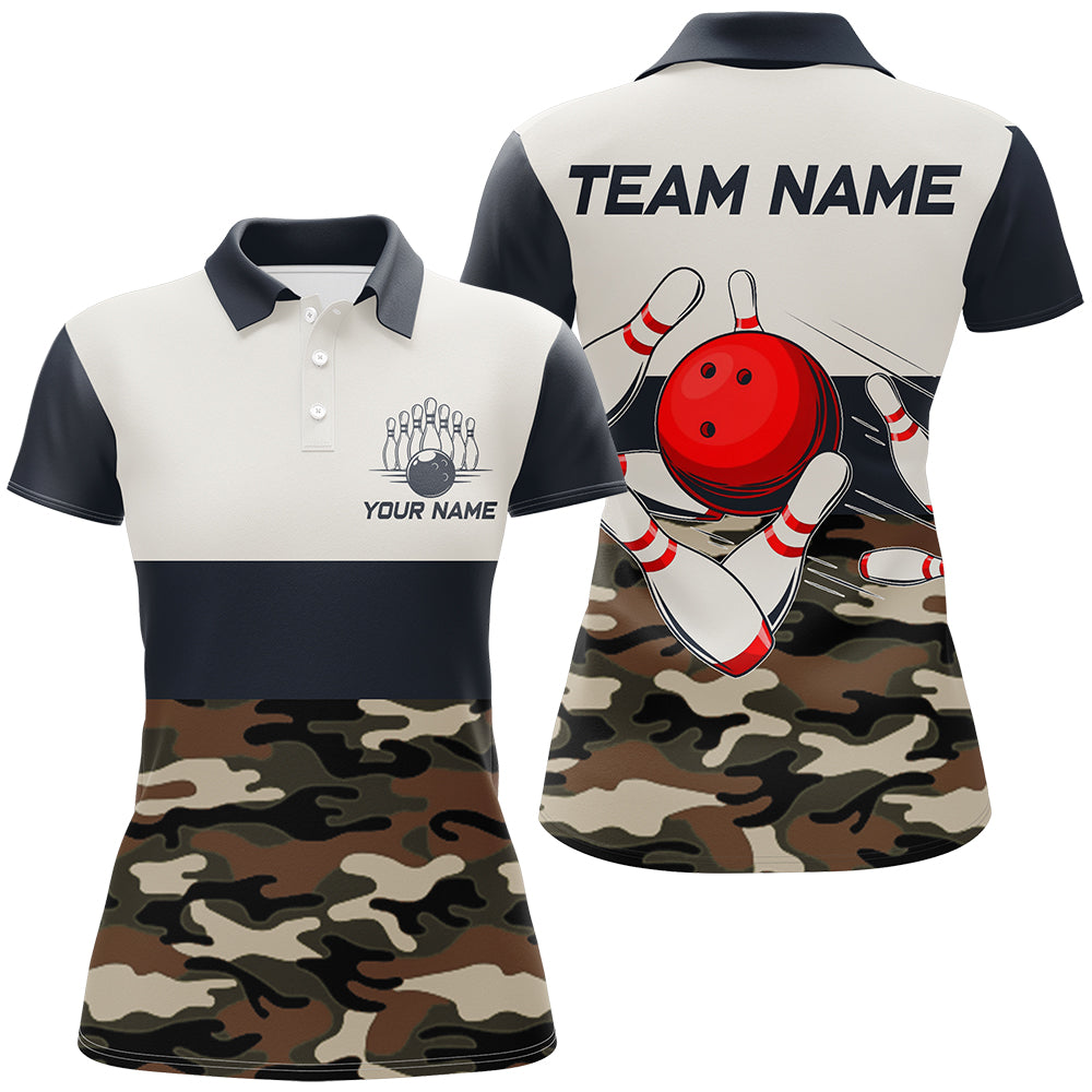 Custom Camo Bowling Team Shirts For Women Bowling Jersey Polo Bowling Performance Qzt510 X Peckshirt