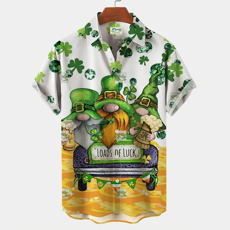 St Patrick’S Day Shirt, Load Of Luck Gnome Hawaiian Shirt, Shamrock Hawaiian Shirt, Irish Shirt