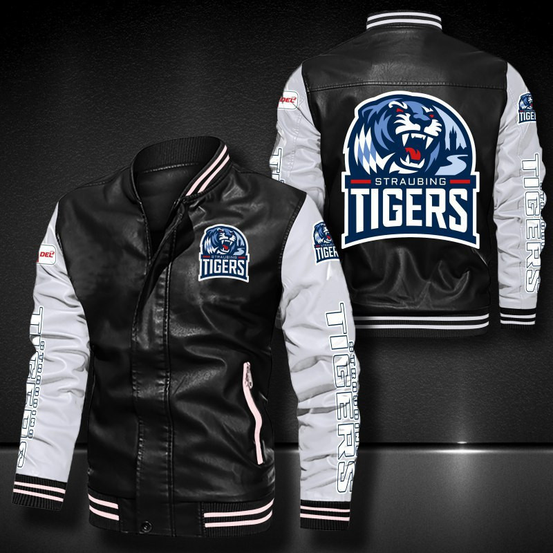 Straubing Tigers Leather Varsity Jacket Bomber Coat