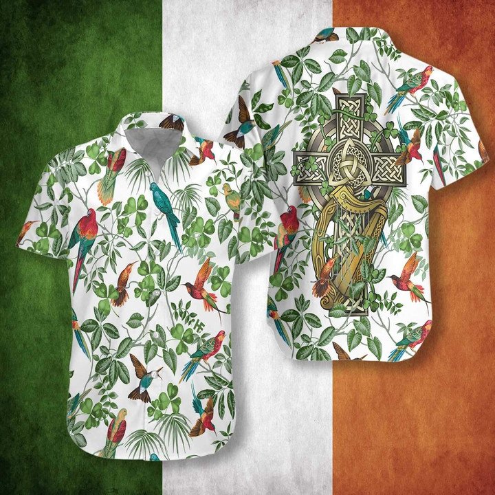 Celtic Cross Irish St. Patrick’S Hawaiian Shirt,  Shamrock Shirt, Irish Day Hawaiian Shirt