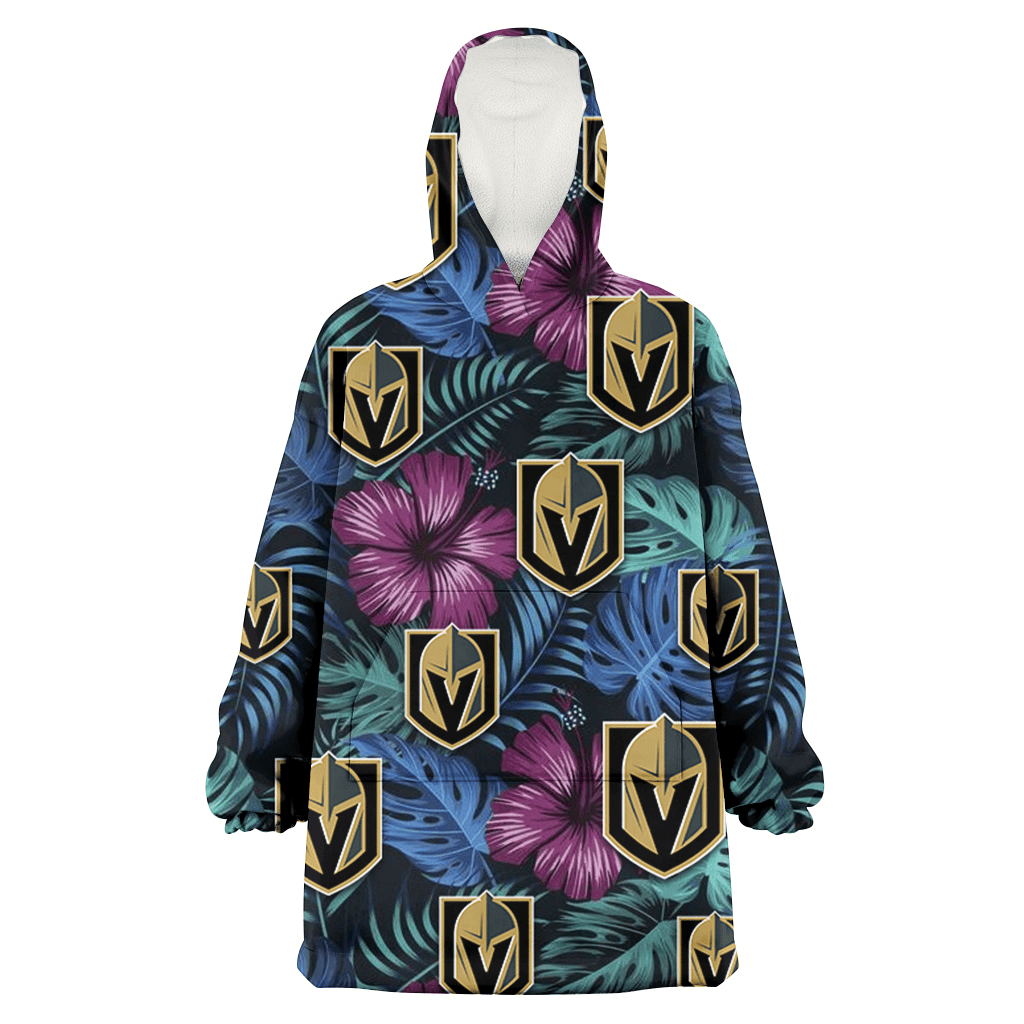 Vegas Golden Knights Dark Magenta Green Leaf Black Background 3D Printed Hoodie Blanket Snug Hoodie