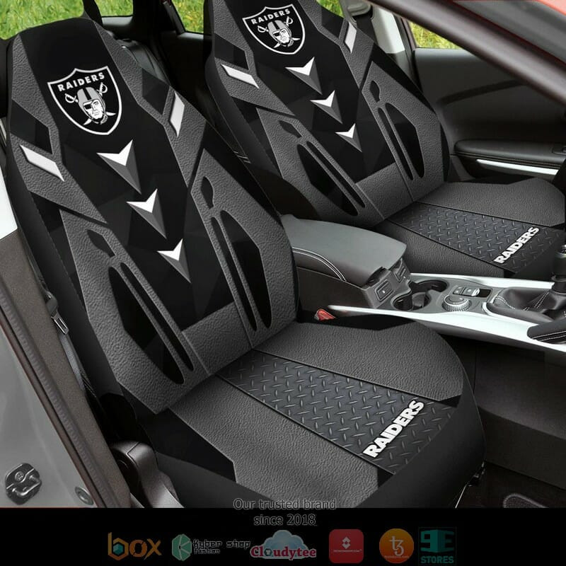 Las Vegas Raiders Silver Black Car Seat Cover Set CSC7514