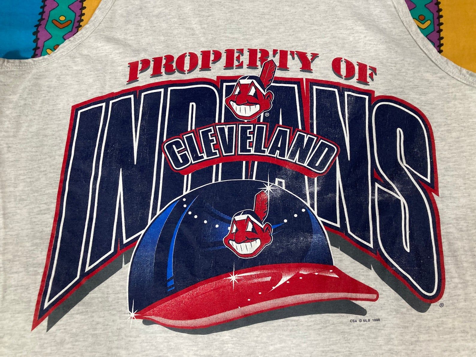 Vintage 90S Cleveland Indians Tank Top Shirt – Sz L – Single Stitch