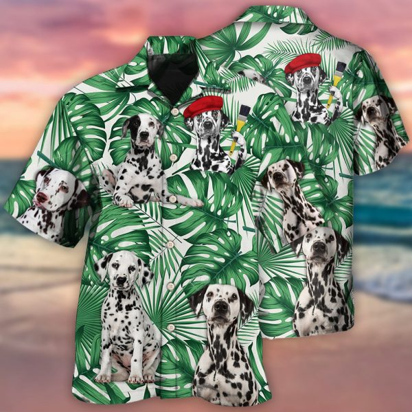 Dalmatian Tropical Dog Hawaiian Shirt Shorts Set Summer Beach Clothing Clothes Outfit For Men Ht
