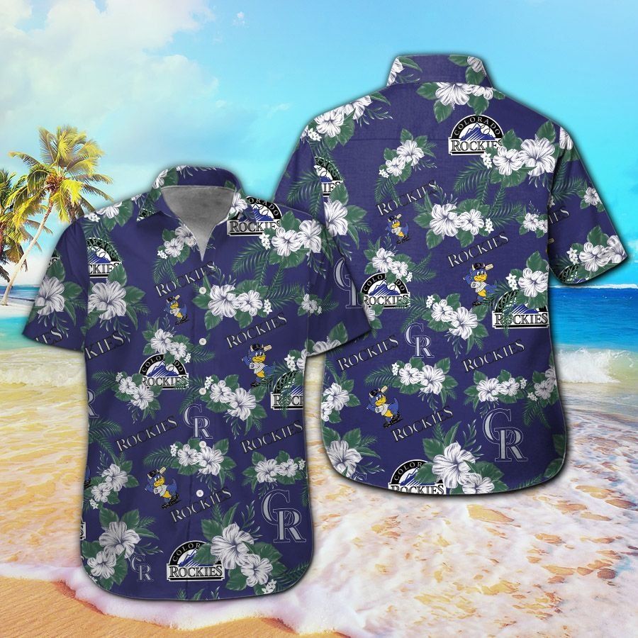 Colorado Rockies Short Sleeve Button Up Tropical Hawaiian Shirt Ver010