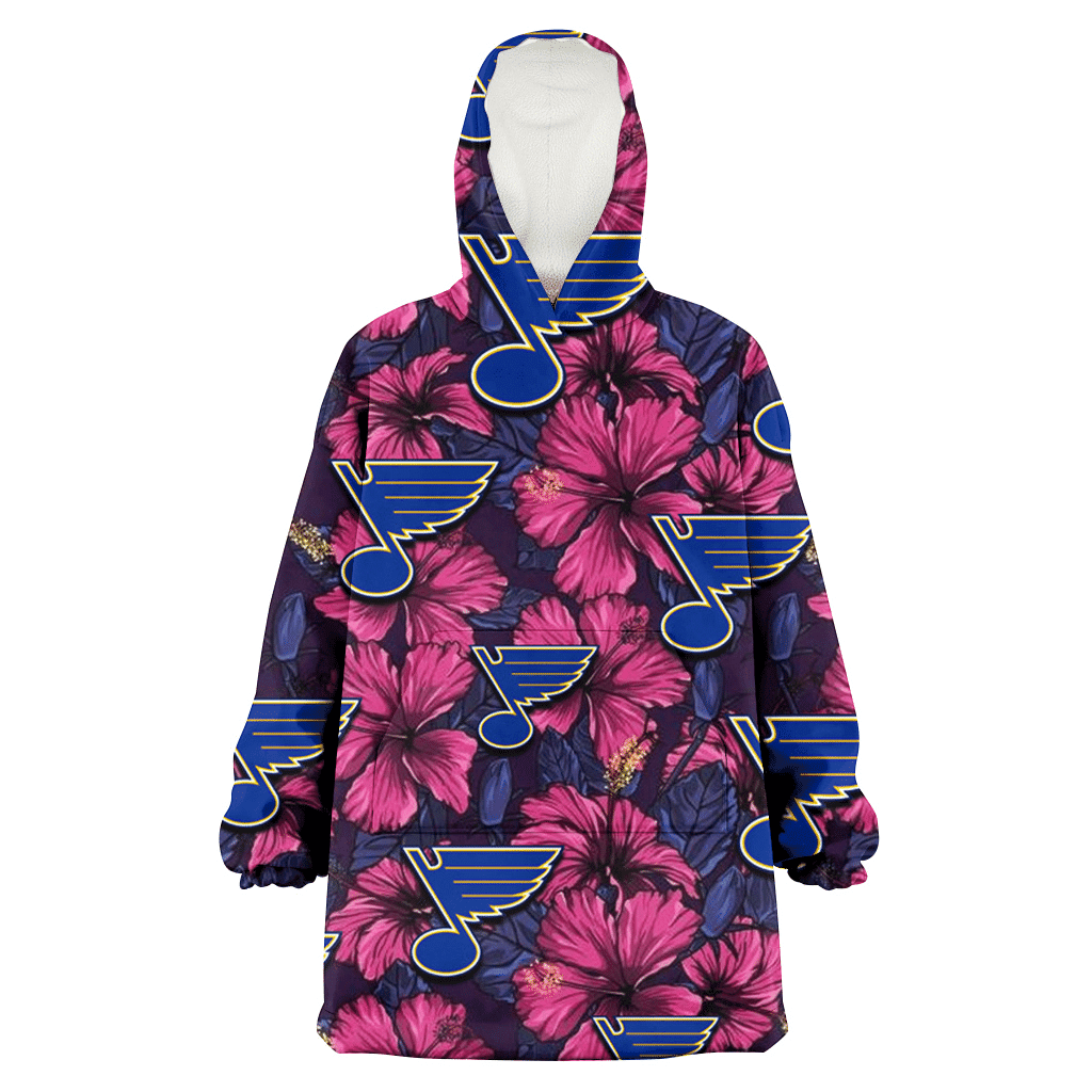 St. Louis Blues Violet Red Blue Leaf Black Background 3D Printed Hoodie Blanket Snug Hoodie