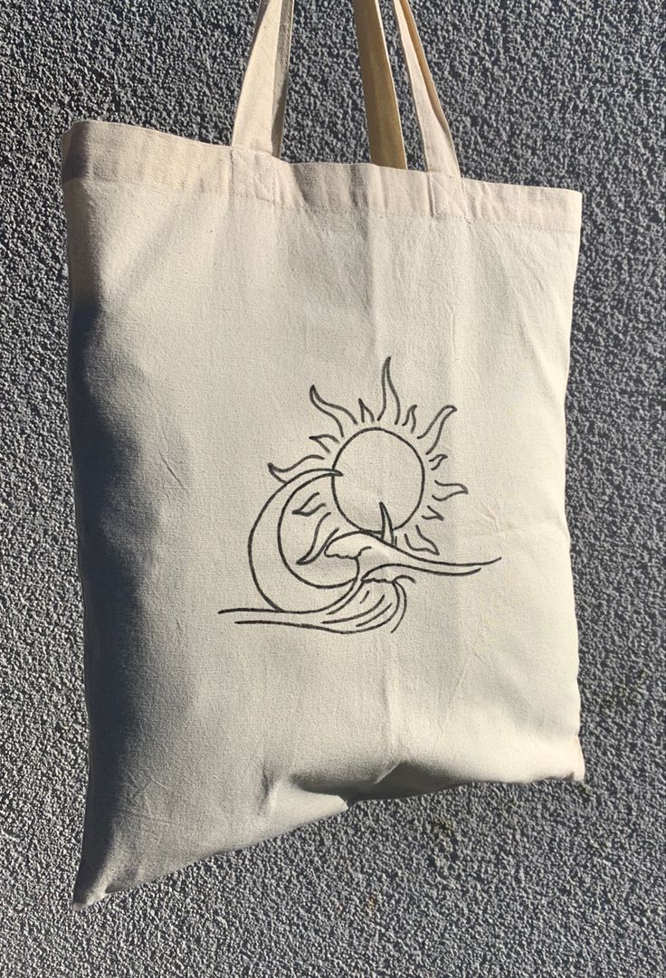 sun, moon and wave custom tote bag, Best Tote Bags Ideas, Cute Tote Bags Ideas, Tote Bag Design Ideas, Girls Tote Bag, Best Canvas Tote Bags Ideas