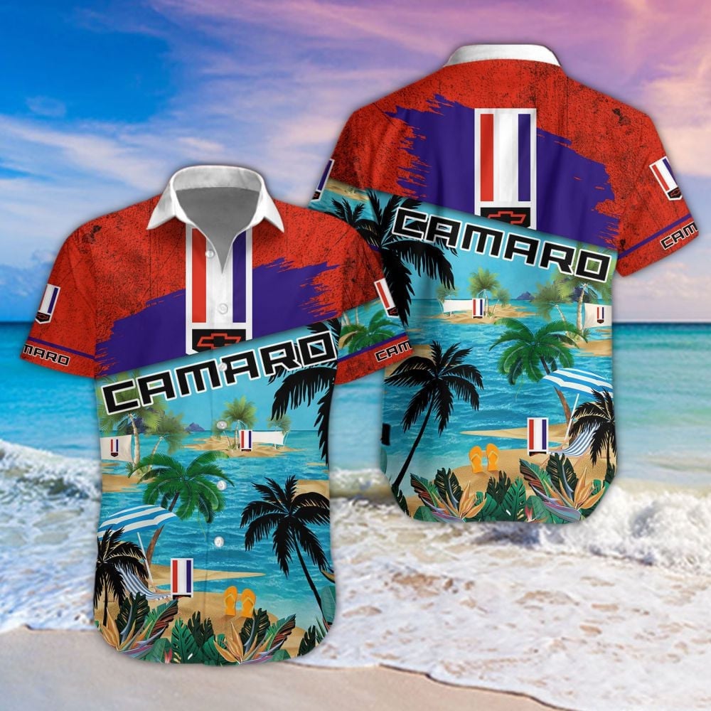 Chevrolet Camaro Car Beach Coastal Island Brand Logo 3D Hawaiian Shirt