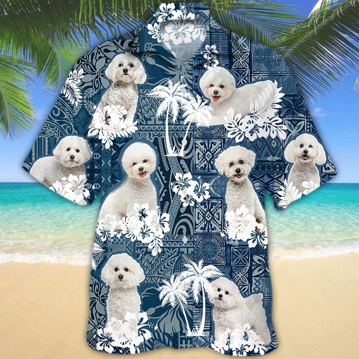 Bichon Frise Hawaiian Shirt, Dog Hawaiian Shirt Men Women, Short Sleeve Hawaiian Aloha Shirt