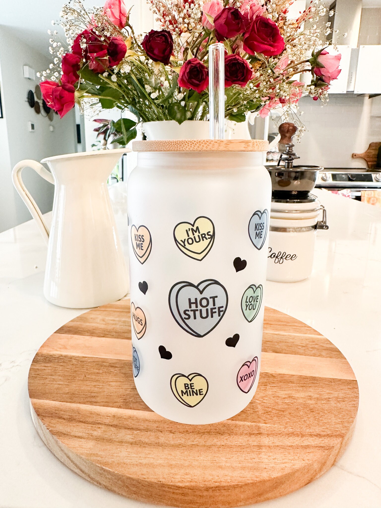 Candy Hearts Frosted Can Glass, Vale … fashionstation