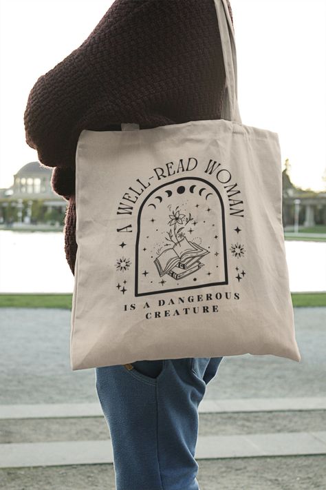 Book Tote Bag Aesthetic Tote Bag Reading Tote Bag Bookish Tote Bag Library Tote Bag Celestial Tote Literary Tote Trendy, Canvas Tote Bags, Tote Bag Design, Tote Bag Idea