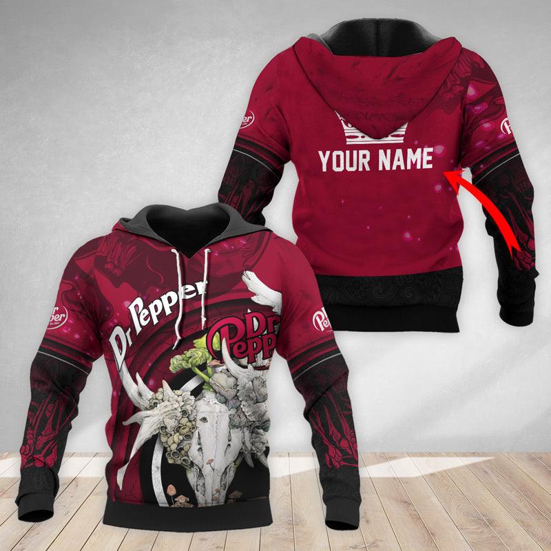 Personalized Dr Pepper Deer Skull With Mushrooms Hoodie & Zip Hoodie