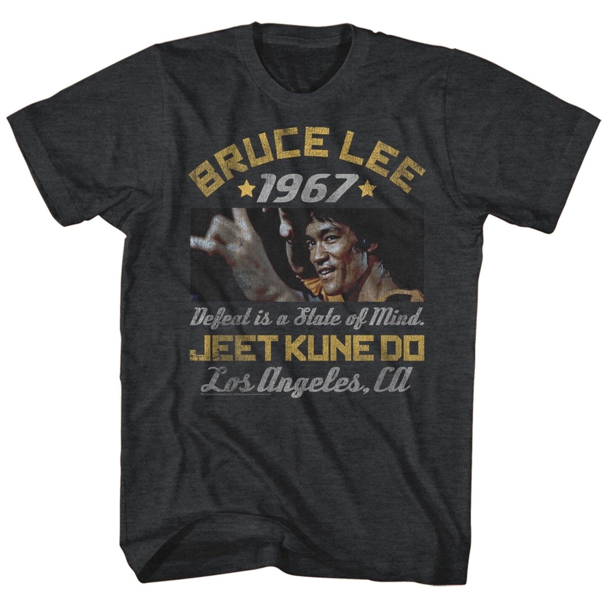 Bruce Lee Box Smirk Black Heather Adult T-Shirt Styleart Wear