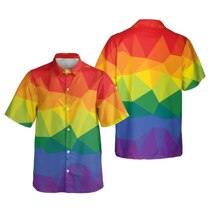 3D Shirt For Gay, Lgbt Polygon Background Design Hawaiian Shirt