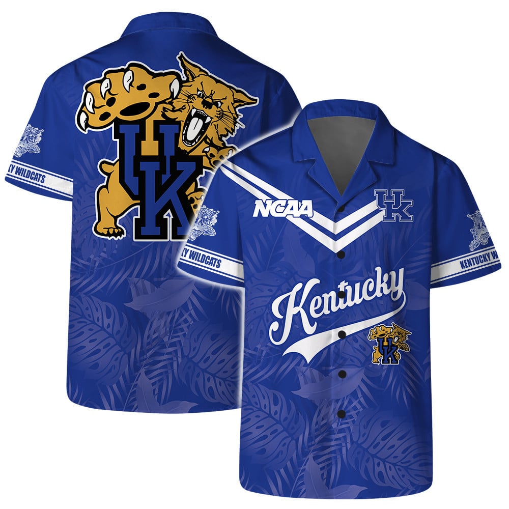 Ncaa Kentucky Wildcats Team Logo On Back 3D Hawaiian Shirt