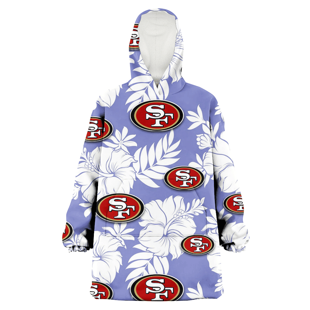 San Francisco 49ers White Hibiscus Light Purple Background 3D Printed Hoodie Blanket Snug Hoodie