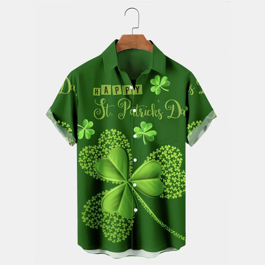 St Patrick’S Day Shamrock Short Sleeve Hawaiian Shirts, Hawaiian Shirt For Men And Women