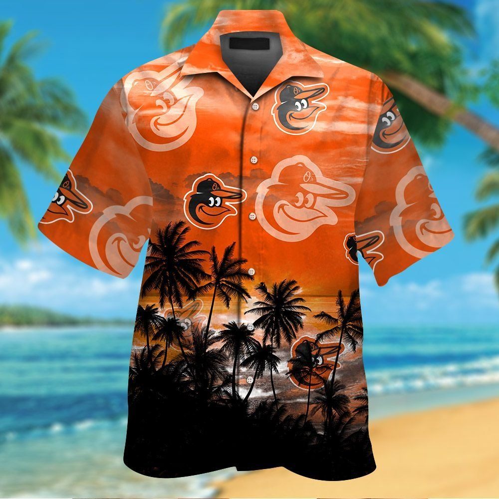 Hawaiian Baltimore Orioles Tropical Shirt Short Sleeve Button Up