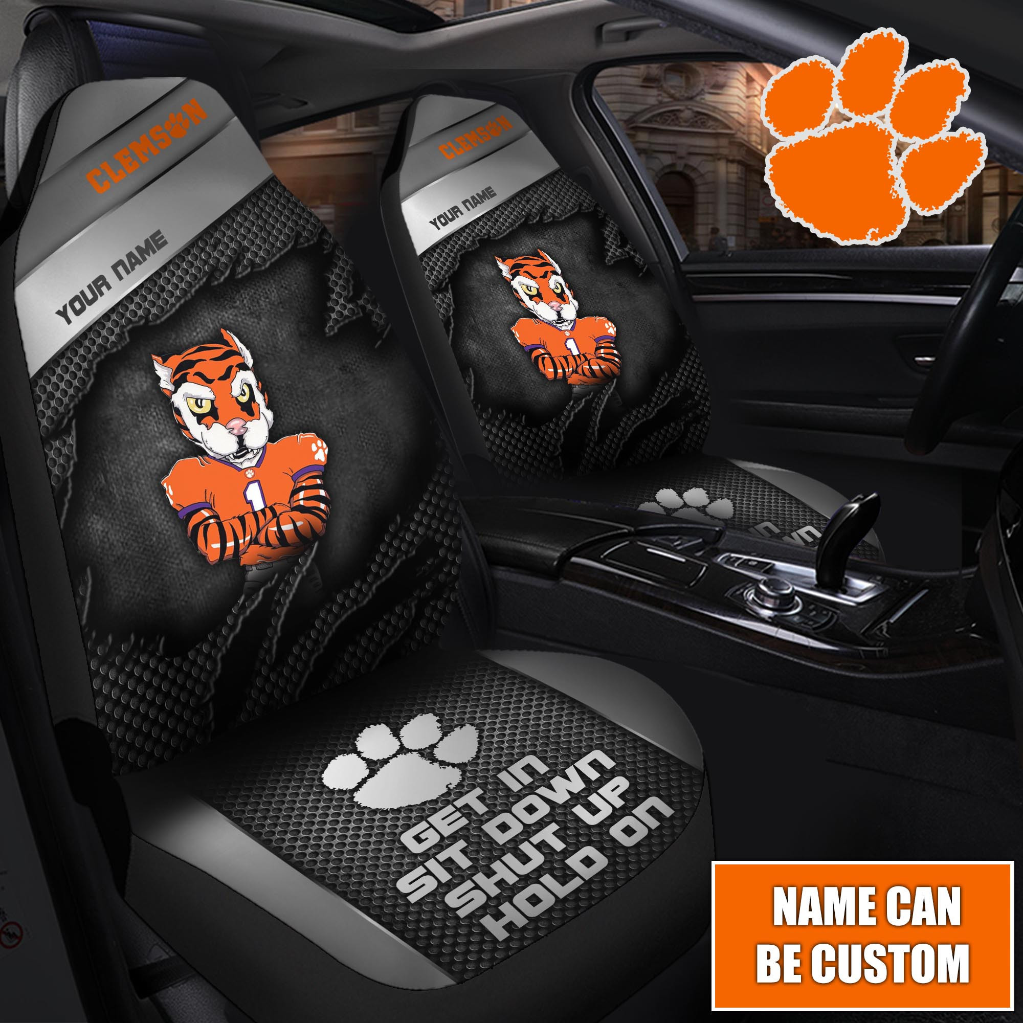 Clemson Tigers Customized Car Seat Cover Set CSC4323