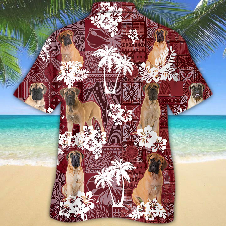 Bullmastiff Red Hawaiian Shirt, Animal Summer Shirts, Dog Lover Shirts, Hawaiian Shirt Men