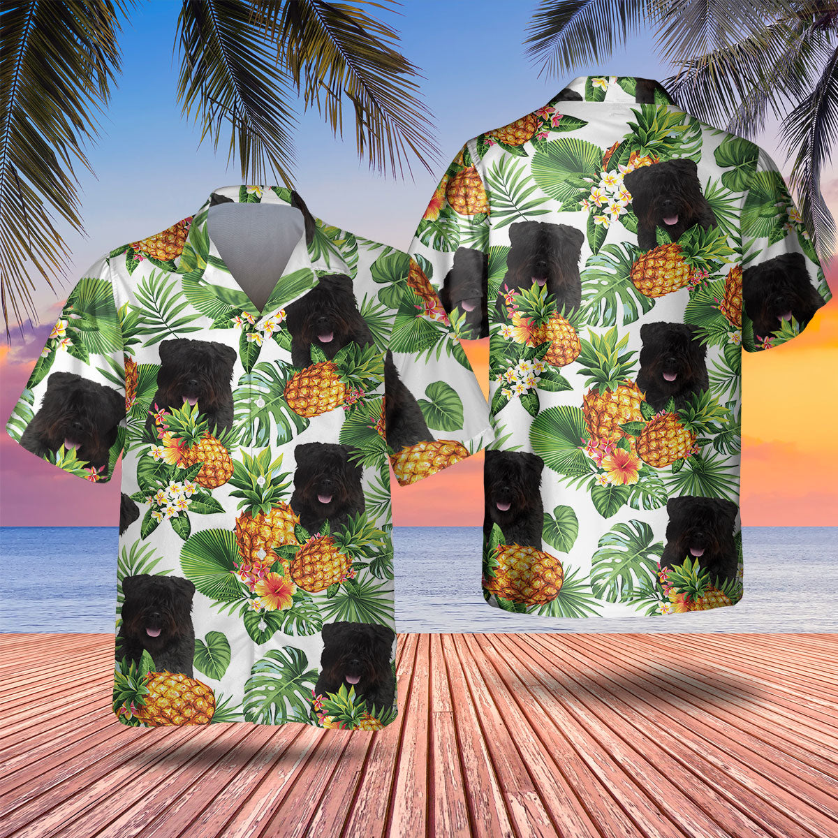 Bouvier Tropical Pattern Hawaiian Shirt, Dog Hawaiian Shirt, Summer Gift For Men And Women