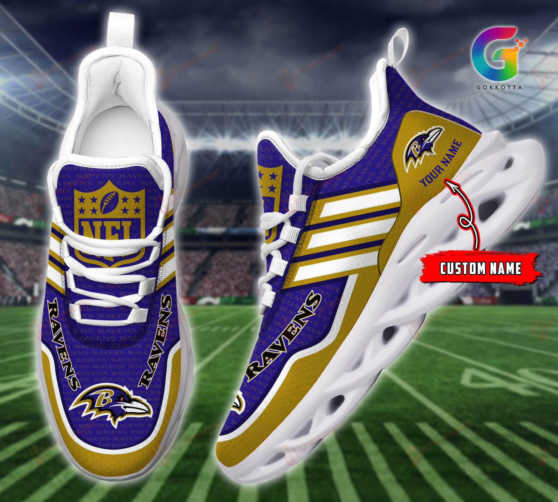 Baltimore Ravens Personalized Clunky Sneaker Max Soul Shoes MS2915