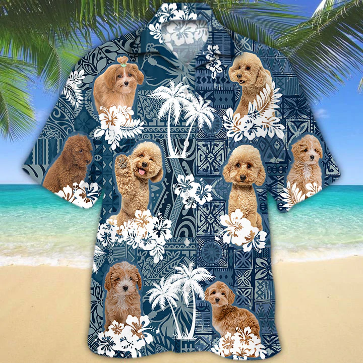 Maltipoo Hawaiian Shirt, Flower Dog Short Sleeve Hawaiian Aloha Shirt, Hawaiian Shirt For Men, Women