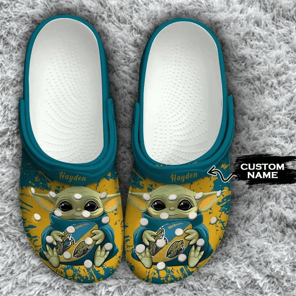 Jacksonville Jaguars Baby Yoda Custom Name Crocss Classic Clogs Shoes Ver0