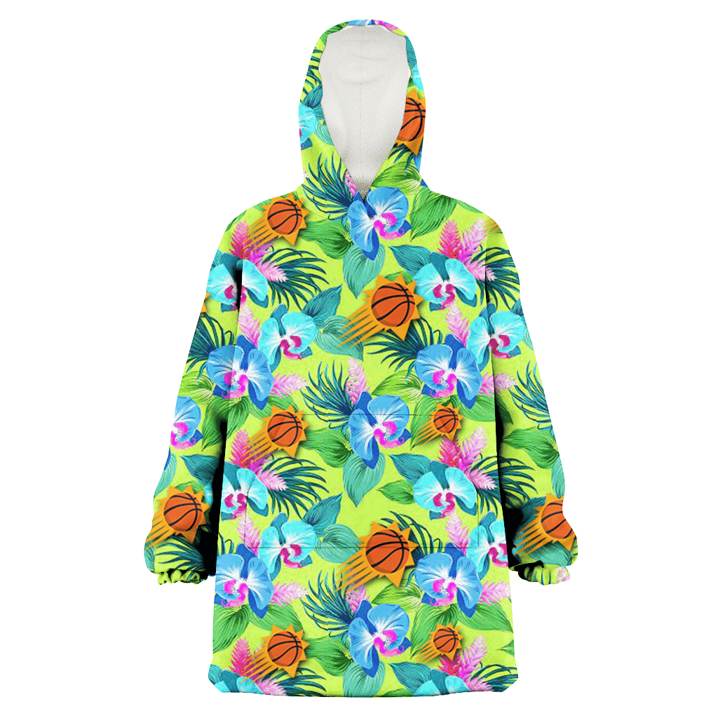 Phoenix Suns Blue Orchid Green Pink Leaf Green Background 3D Printed Hoodie Blanket Snug Hoodie