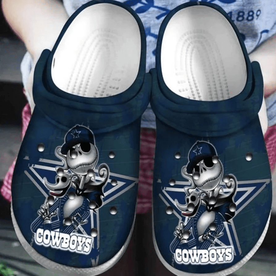 Dallas Cowboys Jack Skellington Pattern Crocss Classic Clogs Shoes In Dark Blue Ver865