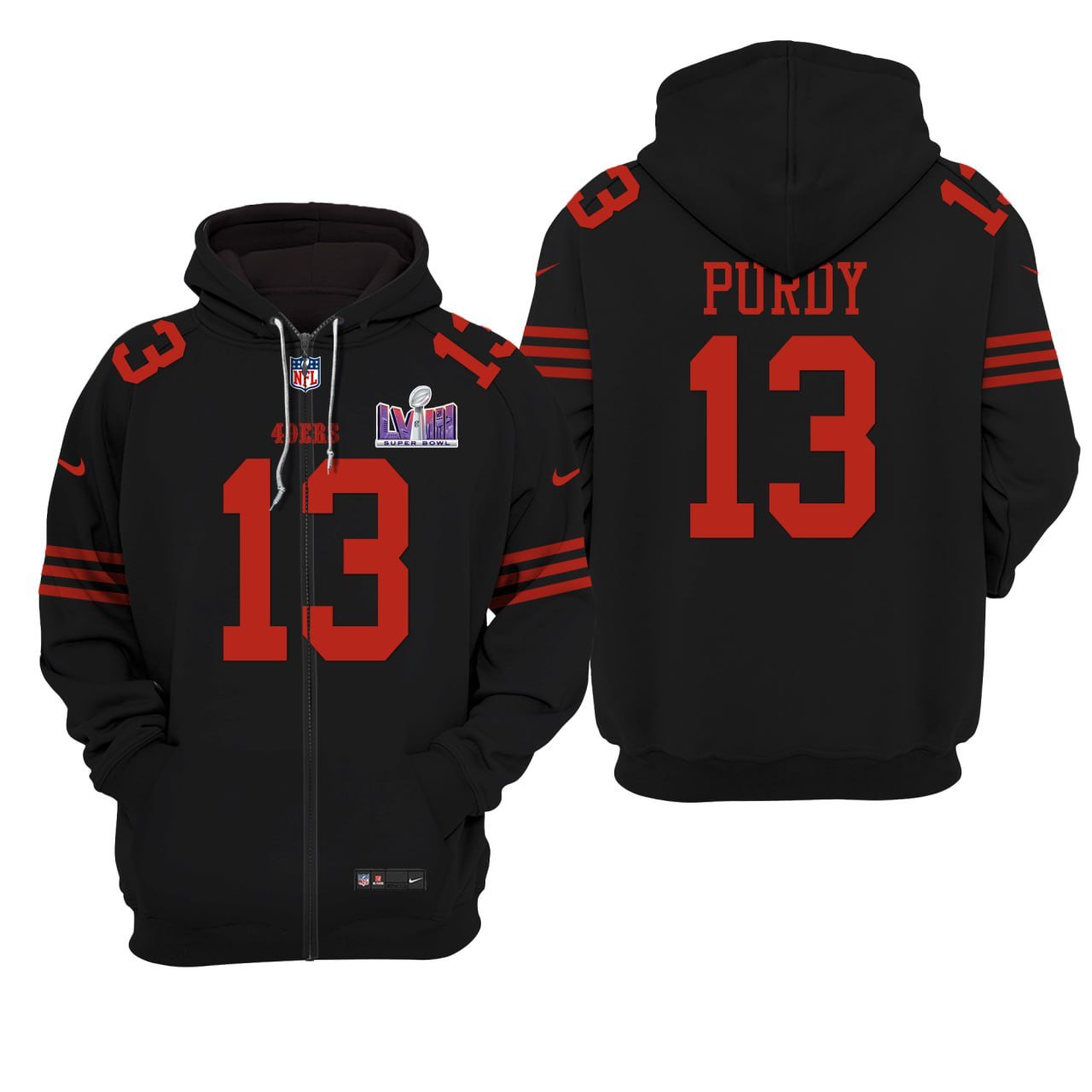 Brock Purdy #13 Super Bowl Patch Black Hoodie – All Stitched