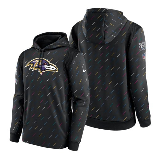 Men’S Baltimore Ravens Charcoal 2021 Crucial Catch Therma Pullover Hoodie