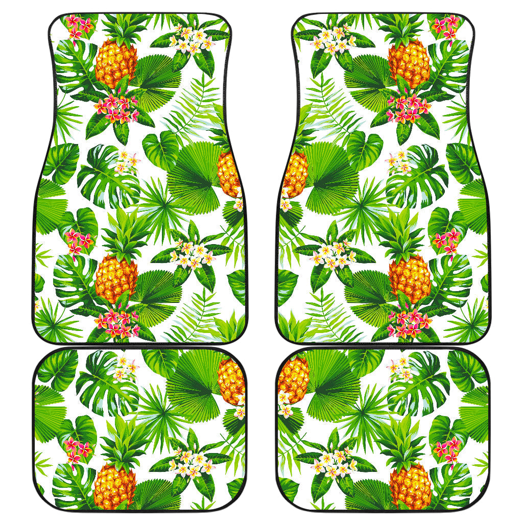 Aloha Hawaiian Pineapple Pattern Print Front And Back Car Floor Mats, Front Car Mat