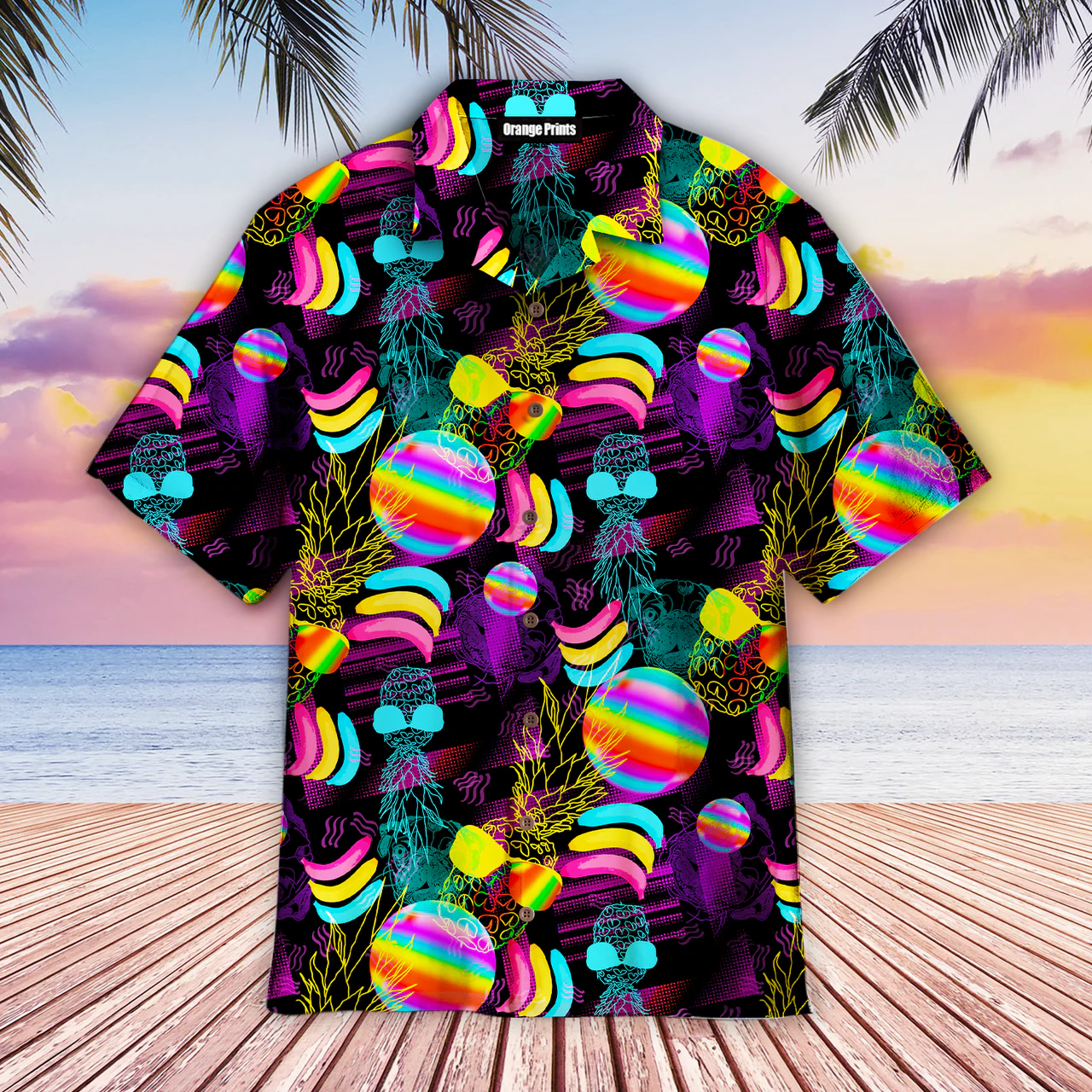 Neon Rainbow Lgbt Tropical Hawaiian Shirt, Lgbt Shirt, Lesbian Shirt, Gay Shirt