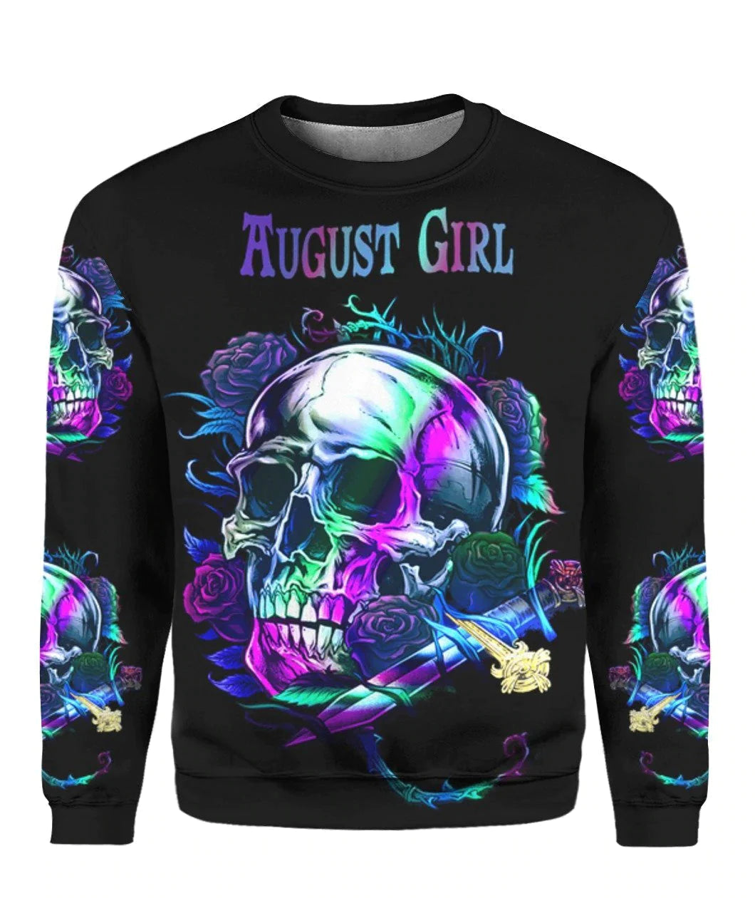 August Girl Sugar Skull Crewneck Sweatshirt All Over Print Sweatshirt For Women Sweatshirt For Men Sws1041 Donuink Store
