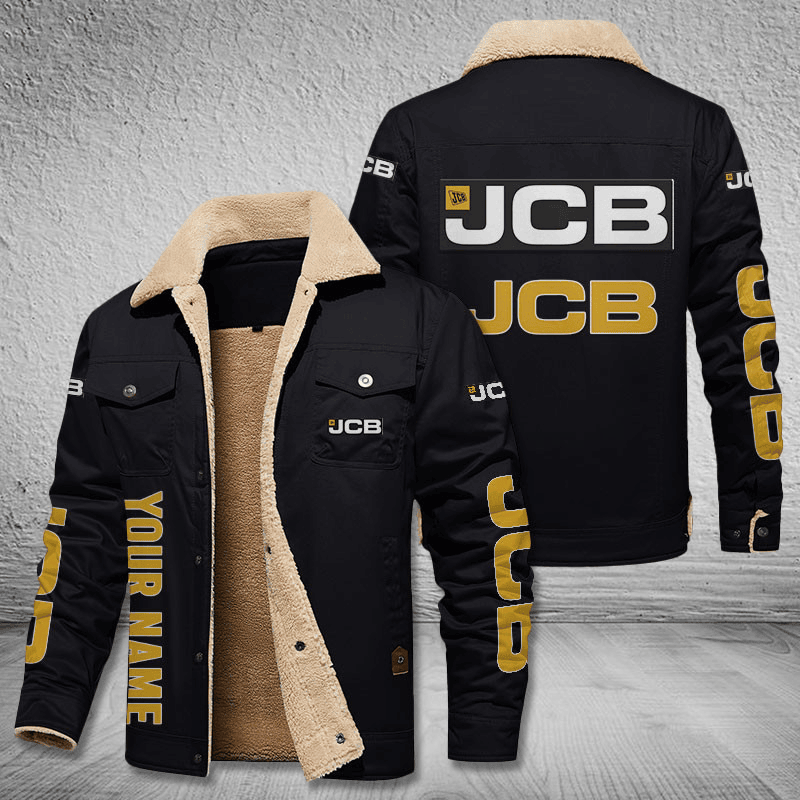 JCB Tractor Custom Name Stand Collar Jacket