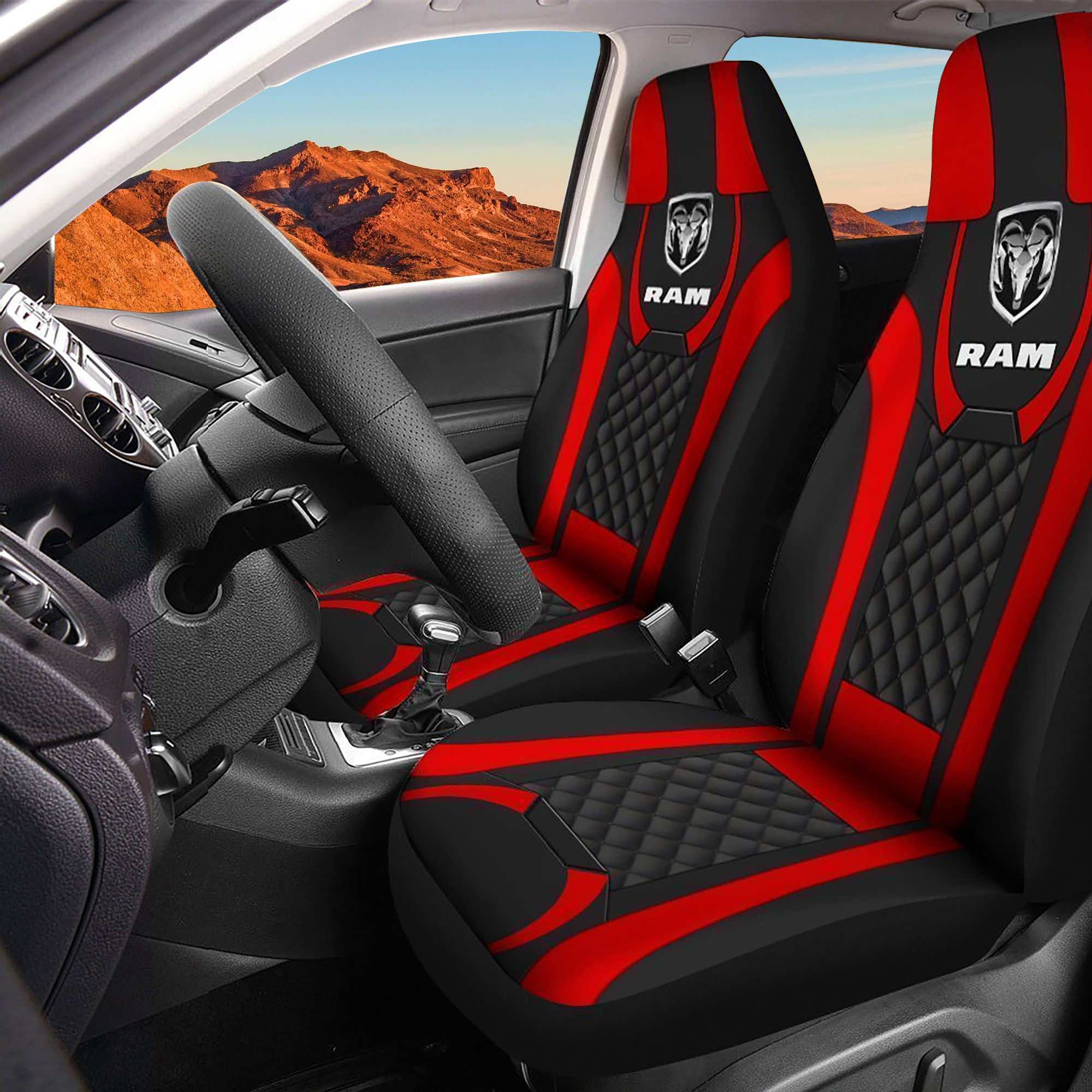 Dodge Ram Logo Car Seat Cover Set CSC6900